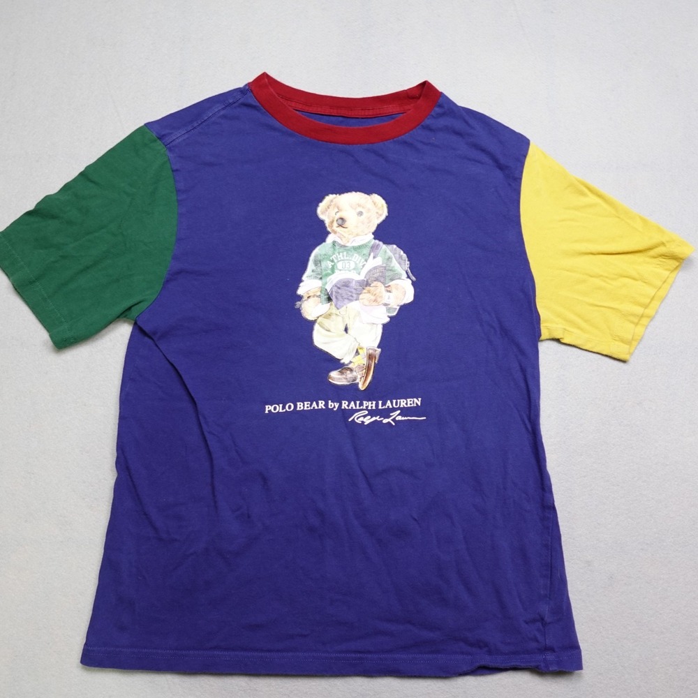 Polo Ralph Lauren Shirt Youth Large 14-16 Preppy Collegiate Bear Colorblock tee